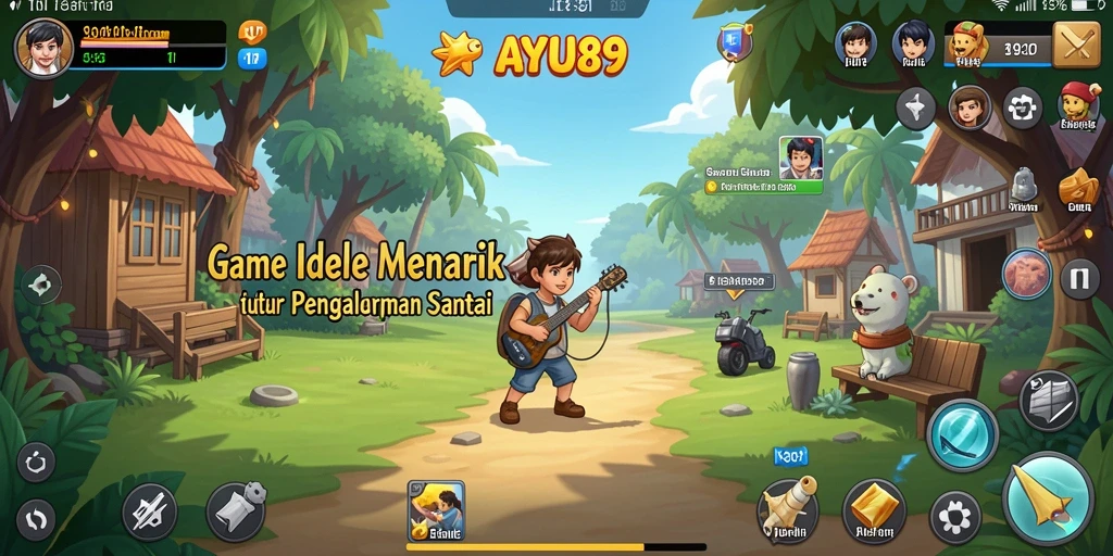 Screenshot gameplay AYU89 menampilkan momen santai dan strategi permainan Idle.