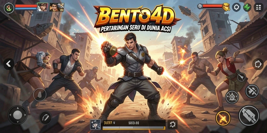 Screenshot BENTO4D menampilkan aksi pertarungan yang mendebarkan.