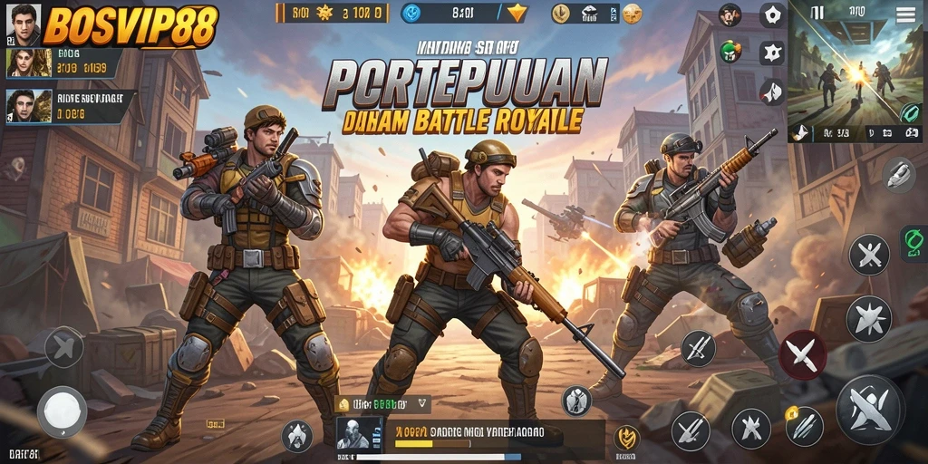Gameplay seru BOSVIP88 dalam pertempuran Battle Royale.