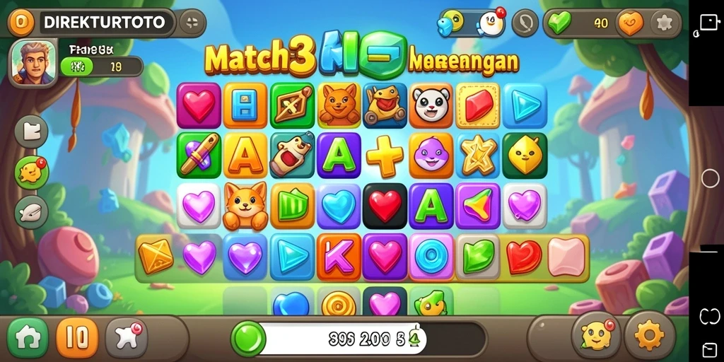 Tampilan gameplay seru DIREKTURTOTO saat mencocokkan buah-buahan.