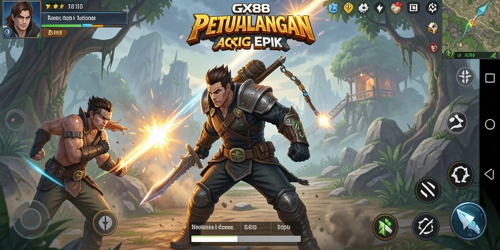 Tangkapan layar gameplay GX88 yang mendebarkan dengan aksi ARPG yang intens.