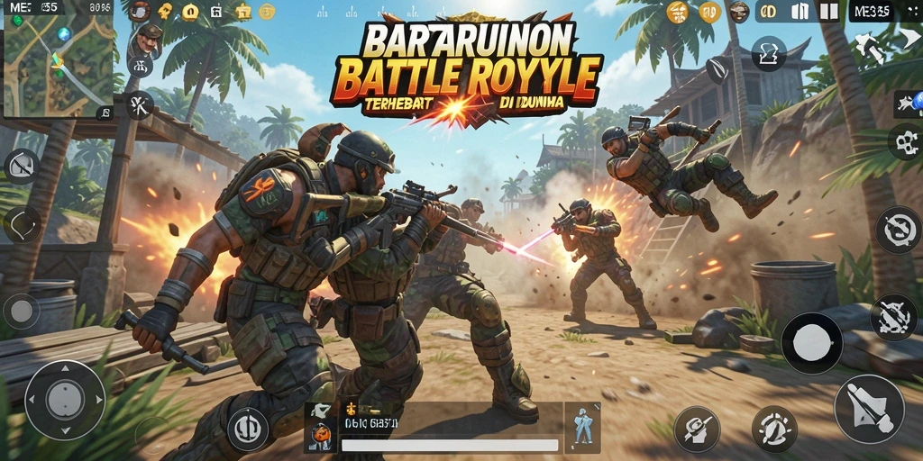 Tampilan seru gameplay ME355 dalam pertarungan Battle Royale.