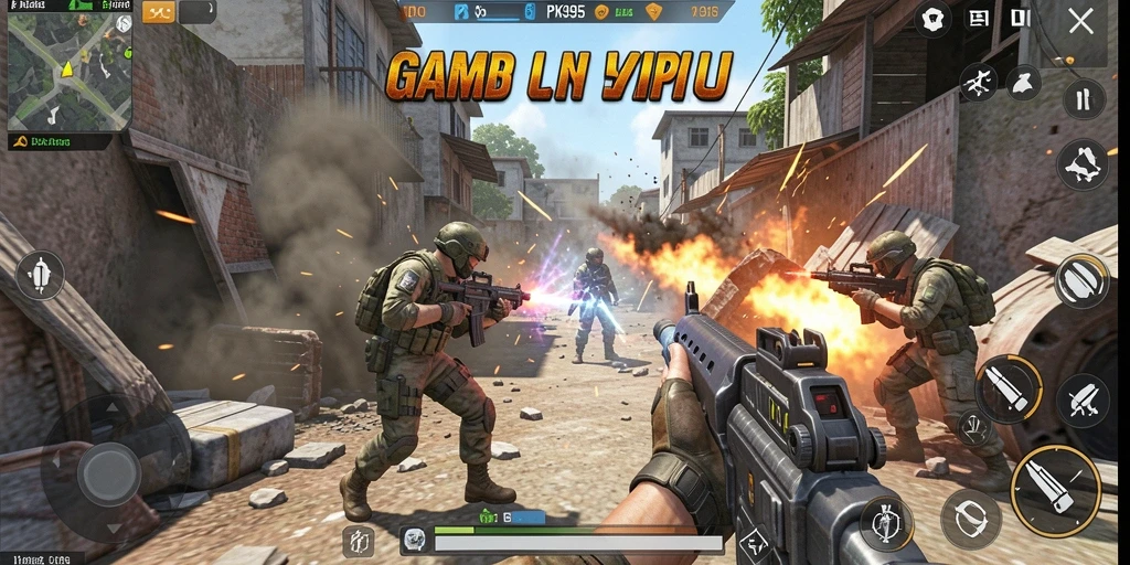Tangkapan layar gameplay PK95 yang menunjukkan aksi tembak-menembak yang spektakuler.