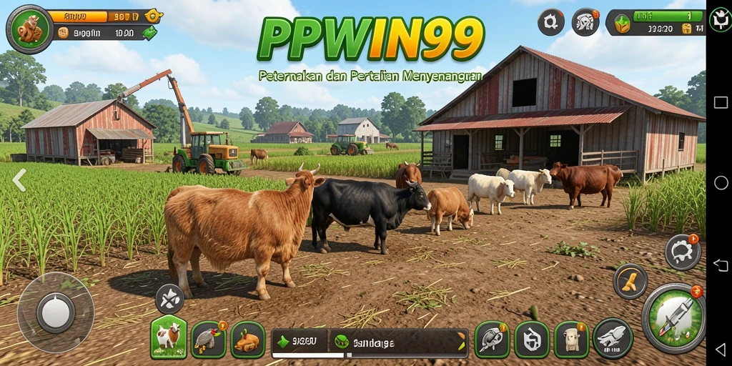 Screenshot PPWIN99 menunjukkan aktivitas bertani yang seru dan interaktif.