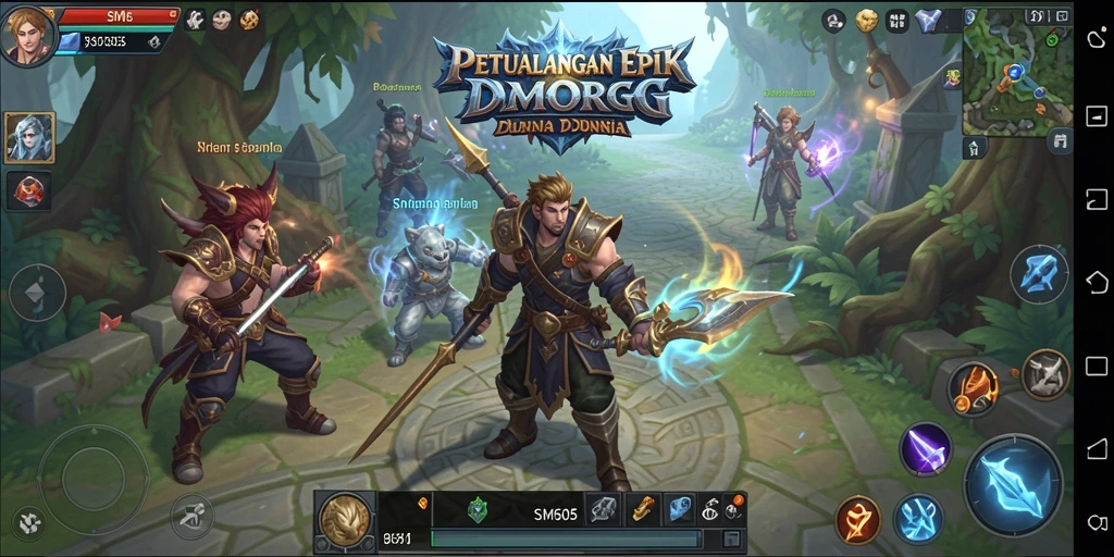 Tangkapan layar SM605 menunjukkan pertarungan epik dalam dunia MMORPG.